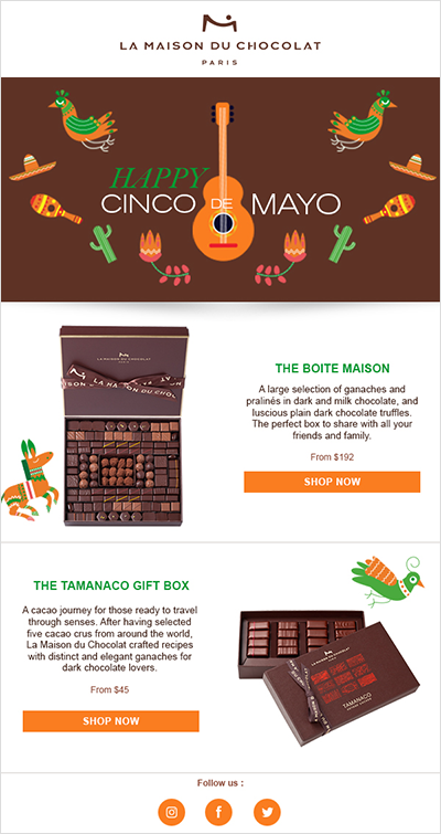 Emailing chocolat pour Cinco de Mayo US