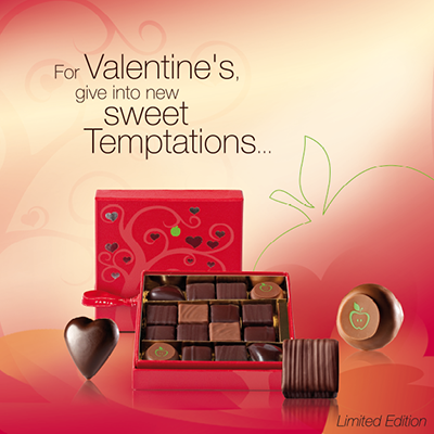 Illustration arbre à cœurs pour coffret et affiche de chocolat Saint Valentin