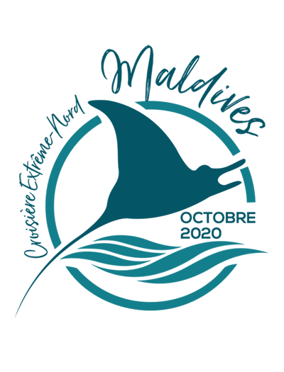 Logo avec mer raie manta pour évènement Maldives